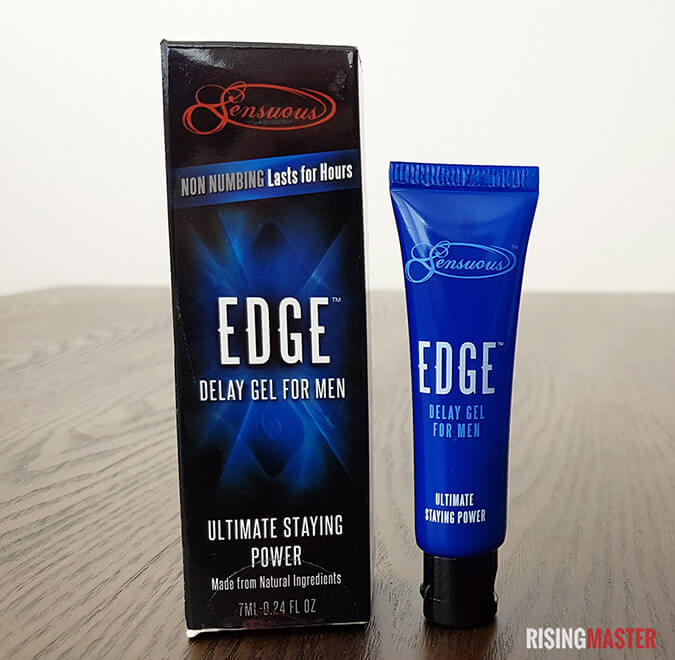 photo of the edge delay gel for men with the original box and a small tube